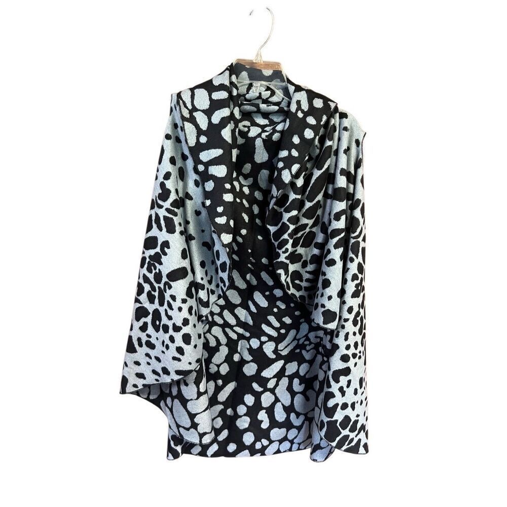 Love of Fashion Animal Print Open Poncho Black & Gray One Size NWT